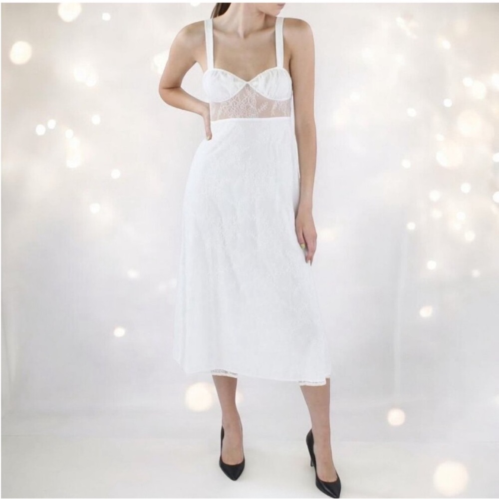Danielle Bernstein Womens Lace Sheer Midi Dress - Picture 14 of 16